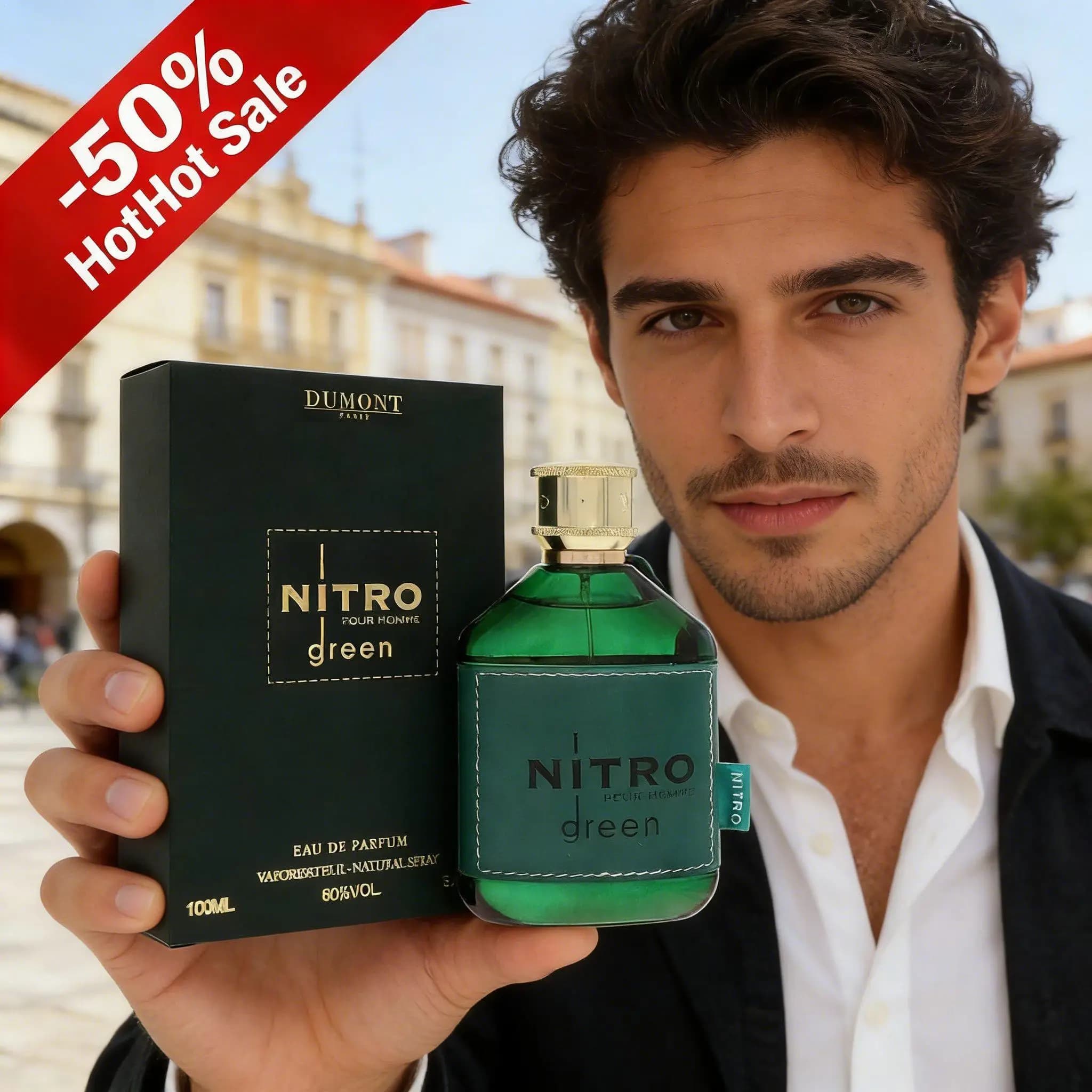 Dumont NITRO Green Eau De Parfum, parfum de luxe pour homme et femme, Cologne longue durée, brume et spray corporel