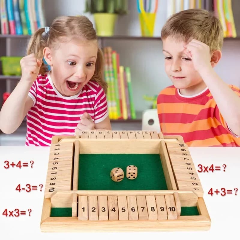 Jeu de société de dés en bois, fermez la boîte pour 4 volets ultérieurs, jeu de dés, interaction parent-enfant, divertissement familial