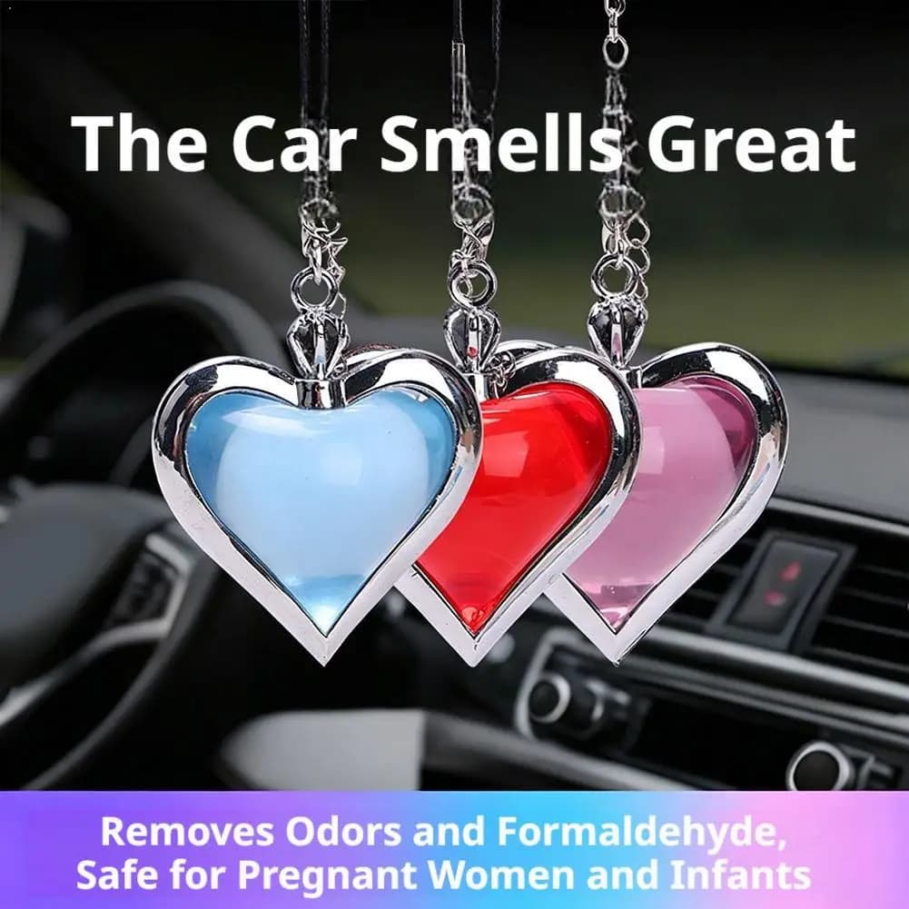 Diffuseur d'aromathérapie en forme de cœur pour voiture, pendentif décoratif à suspendre au rétroviseur, ornement parfumé aux huiles essentielles, cadeau