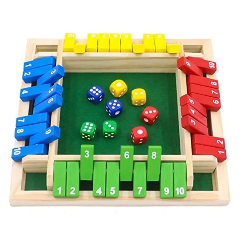 Jeu de société à dés en bois, boîte fermée pour 4 joueurs, jeu à rabats et dés, Interaction Parent-enfant, divertissement familial