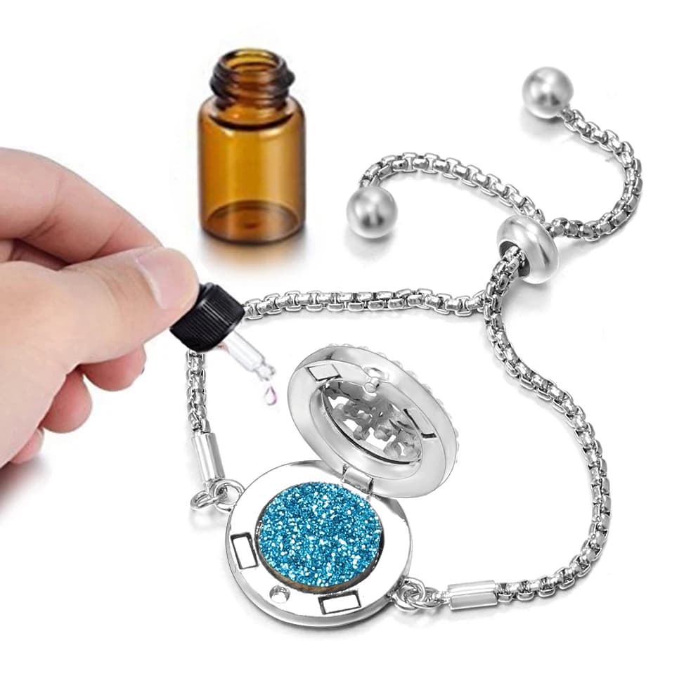 Bracelet d'Aromathérapie avec Médaillon Diffuseur d'Arbre de Vie, Réglable, sexuellement, Huile Essentielle, Clip Magnétique, pour Femme