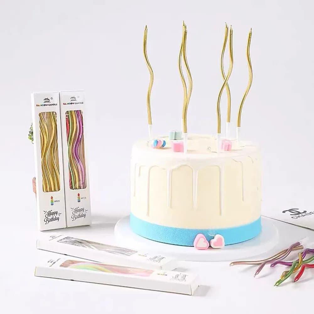 Bougie artisanale courbe créative pour décoration de gâteau d'anniversaire, fête de vacances, événement de convocation, 1 pièce