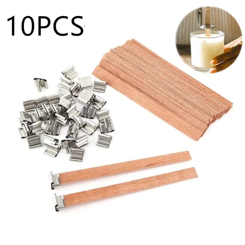 Mèches de bougie en bois-10 pièces