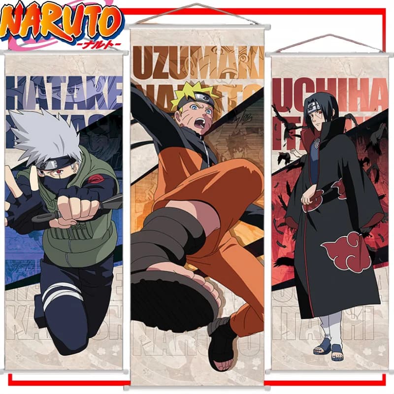 Affiche murale suspendue de dessin animé Uzumaki Naruto, décoration de salle de marchandise, Long rouleau pour couvrir les imperfections