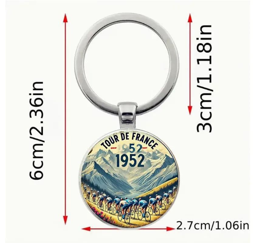 Porte-clés vintage, souvenir cycliste de voyage avec itinéraire français alpin