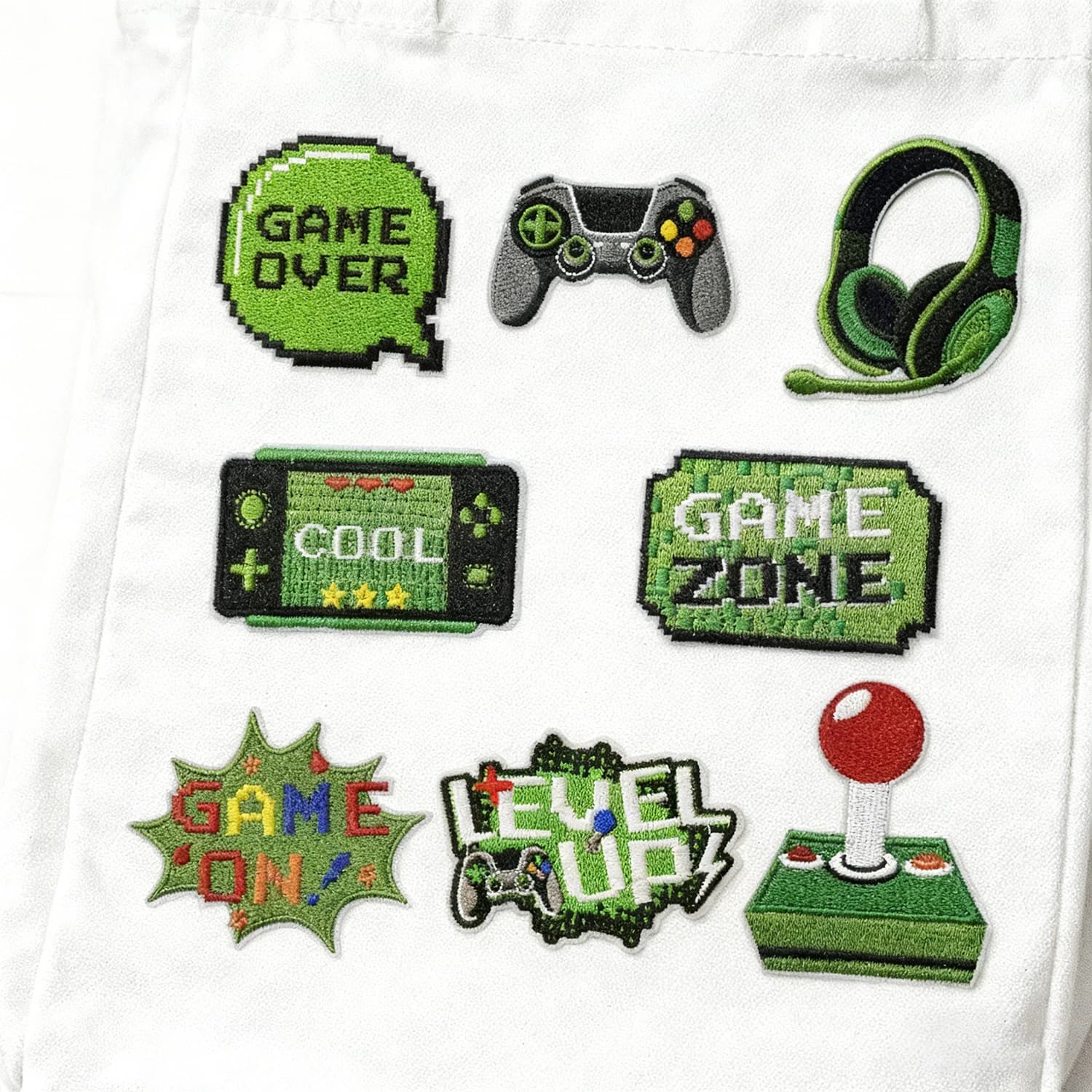 8 pièces/ensemble patchs de broderie de jeu vidéo vert coudre fer sur Applique Patch de réparation bricolage artisanat accessoires cadeaux pour vêtements sac à dos