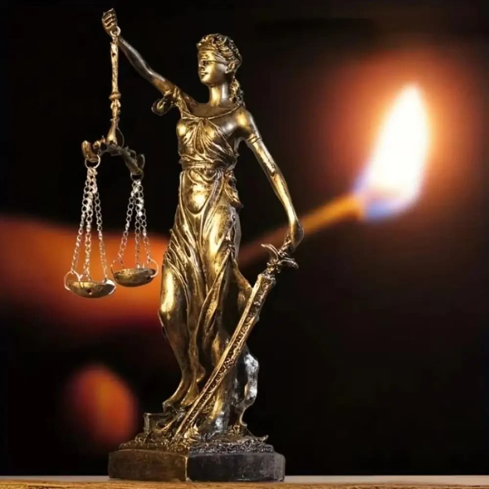 Ornement de la déesse de la justice de style européen, design rétro, thème justice, ornement rétro pour la maison, imitation cuivre