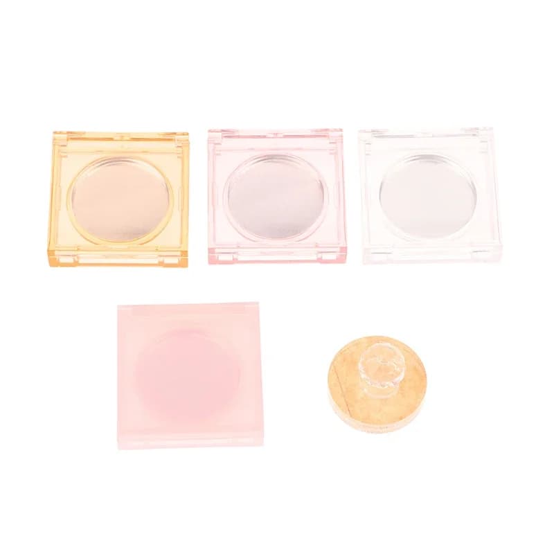 Boîte carrée de crème de parfum, fard à joues, correcteur, étui vide avec plaque en aluminium, récipient cosmétique en plastique, étui de maquillage transparent