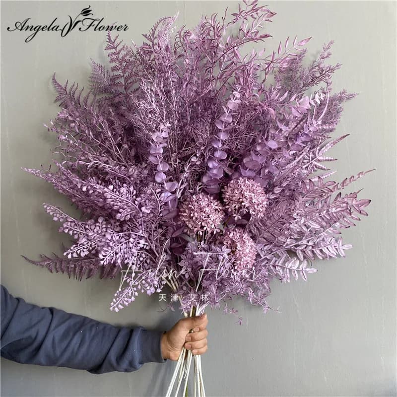 Série violette arrangements floraux de mariage matériel artificiel Rose fleur Reed brume herbe plantes feuille fête de noël décor à la maison