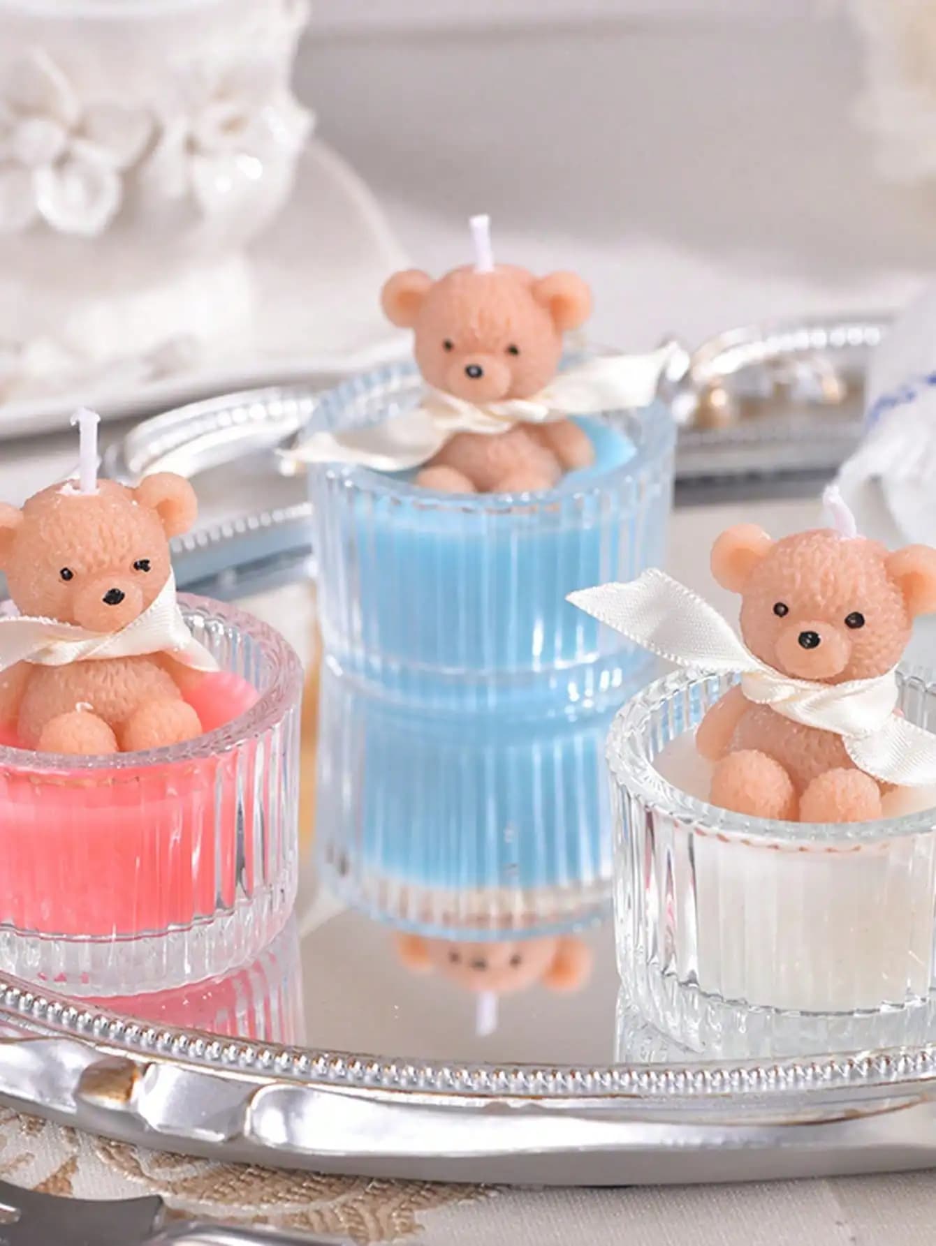 Cadeau pour la Saint-Valentin - Bougie parfumée en forme d'ours en verre