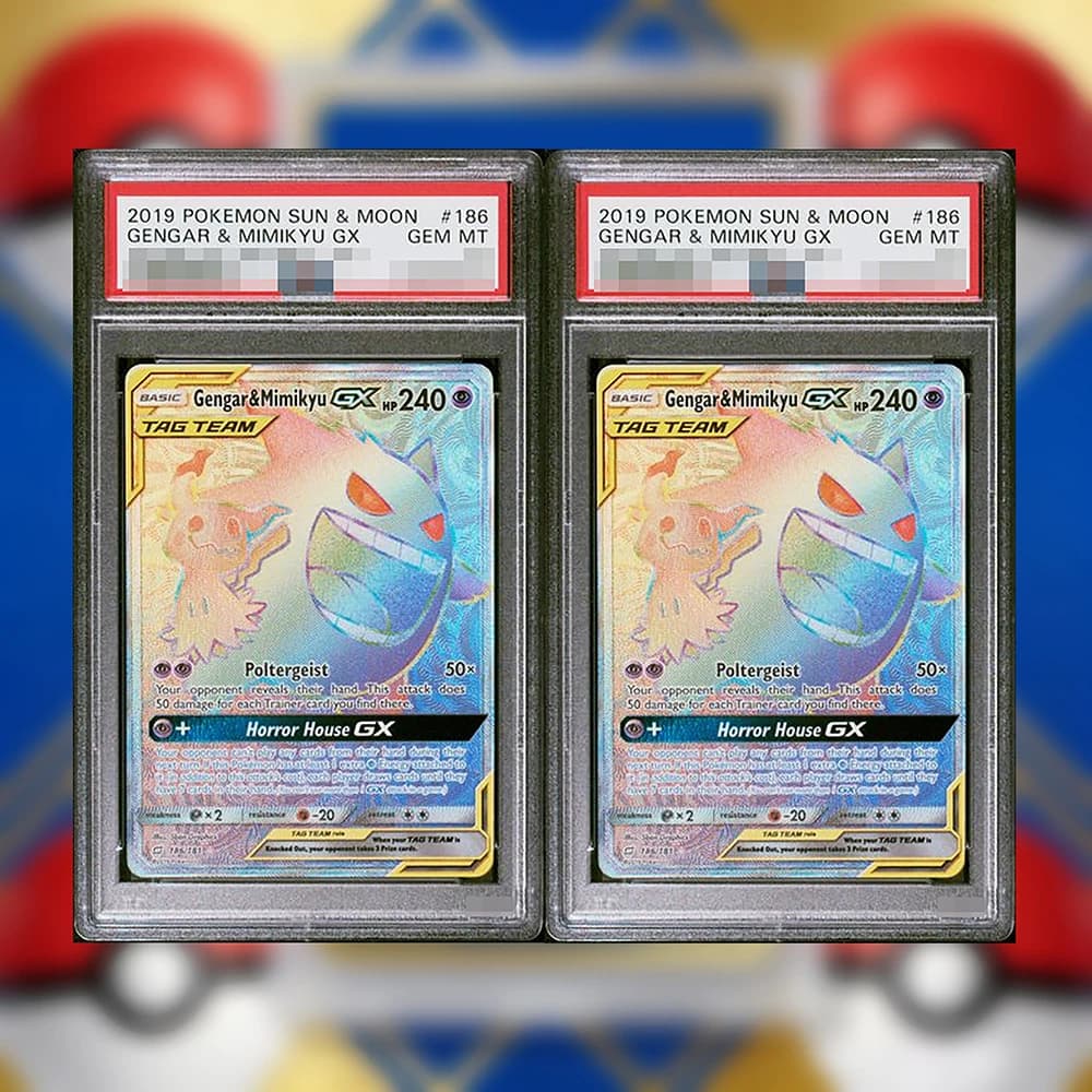 Carte de collection DIY Proxy PTCG Gengar Mimikyu GX (Secret) 186/181 Sm-Team Up Holo Version anglaise Carte faite maison Cadeaux
