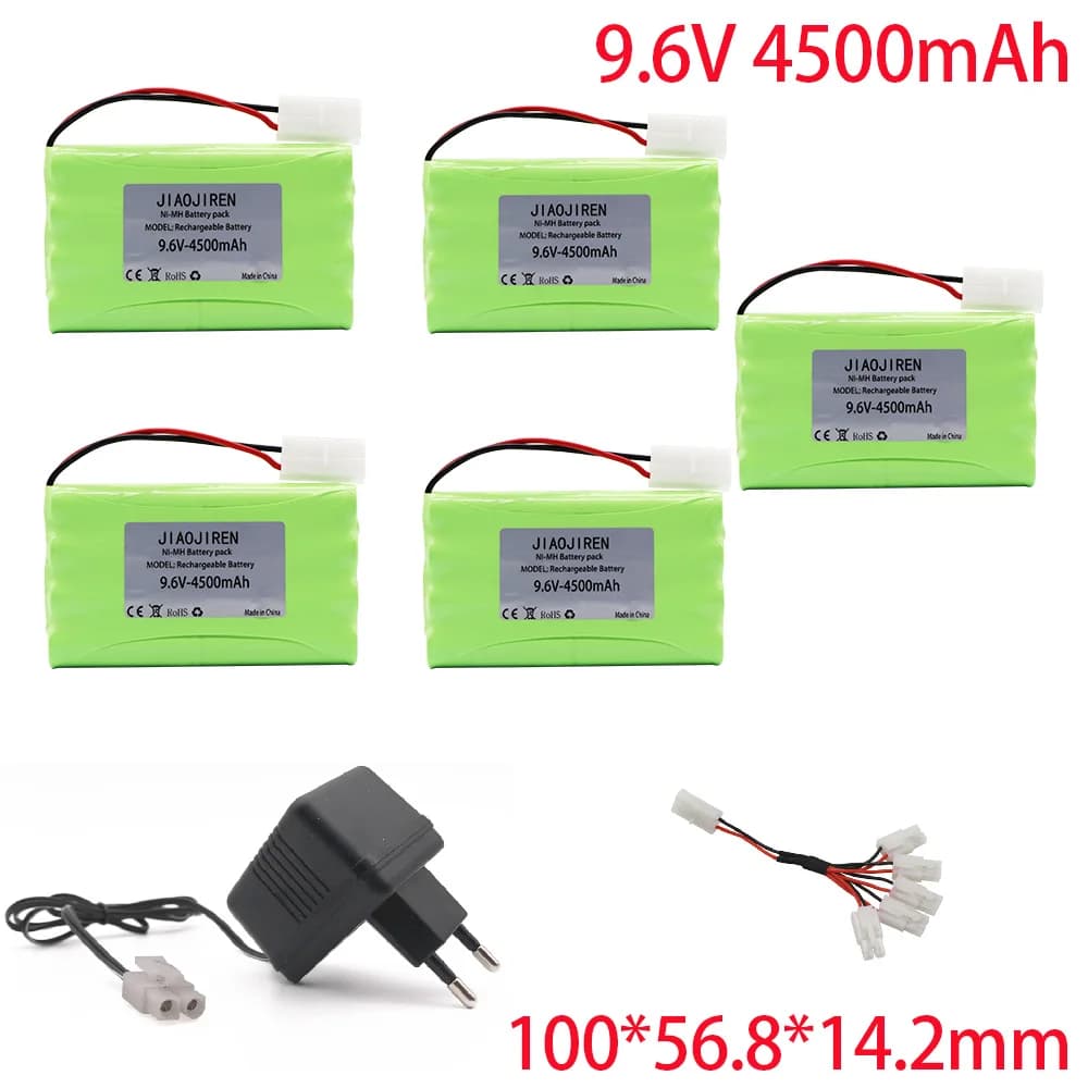 Batterie aste AA Ni-laissée, 9.6V, 4500mAh, 9.6 mAh, chargeur pour jouets RC, voiture, précieux robots, odor, bateau RC