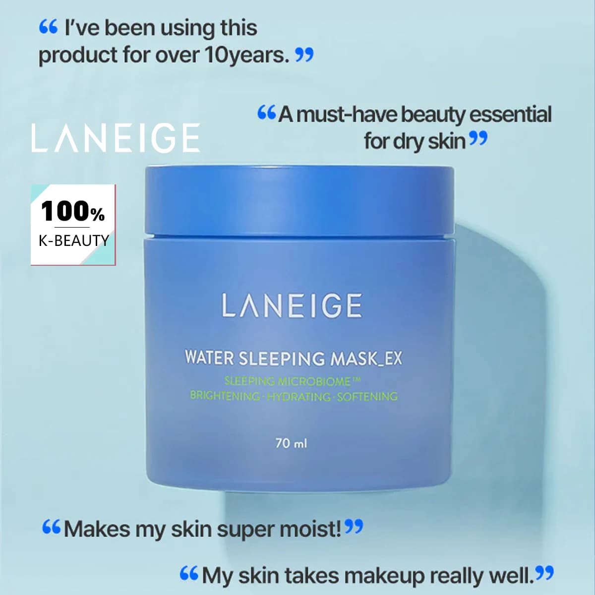 Masque de nuit hydratant LANEIGE 70ml, hydratation de nuit, hydratation intense, maquillage de luxe, soins de la peau coréens, K-Beauty, maquillage coréen