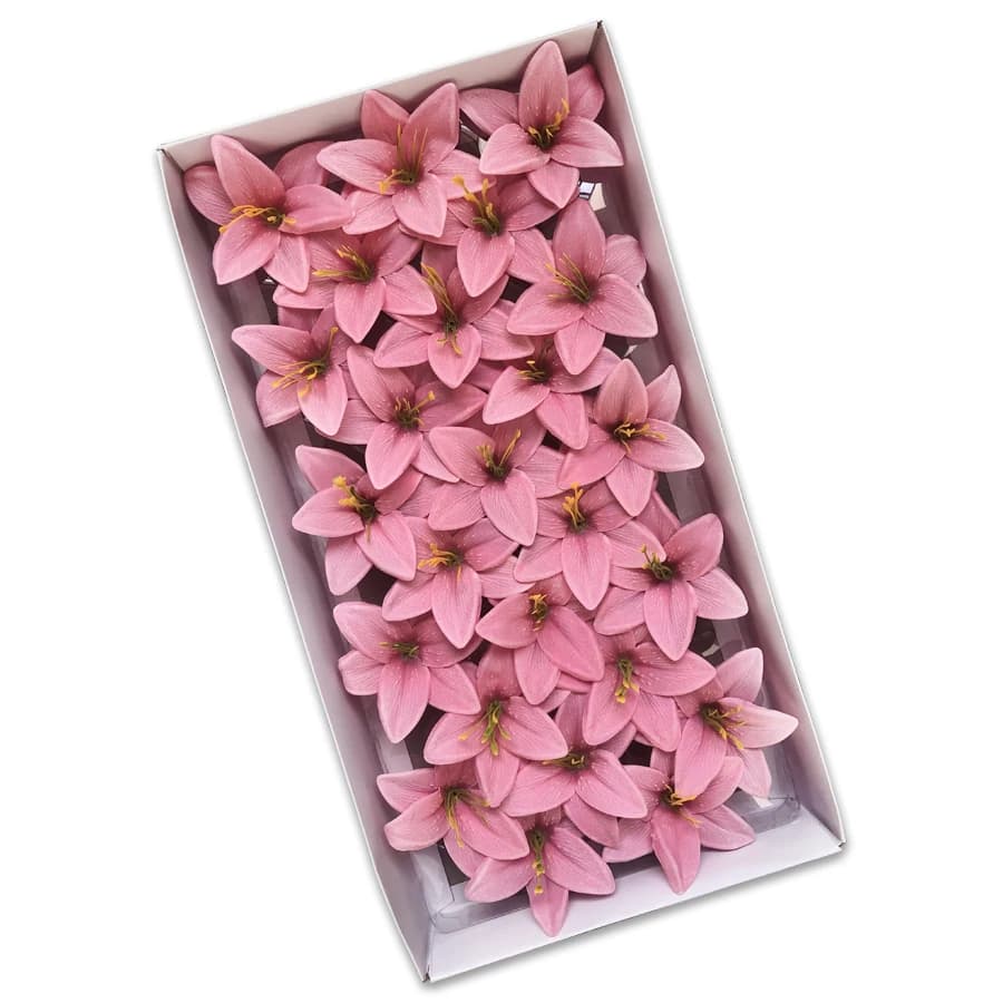 Bouquet de fleurs de lys artificielles parfumées, 25 pièces/boîte, fait à la main, décorations pour la maison de haute qualité, cadeaux de pendaison de crémaillère