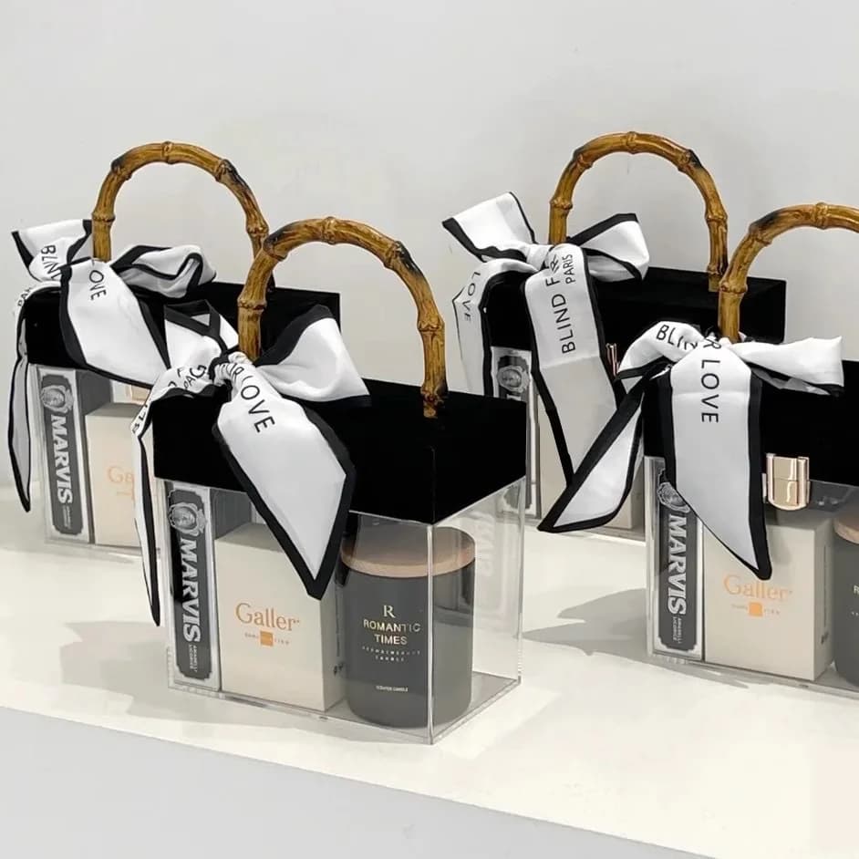Coffret cadeau main cadeau bambou Joint à main haut de gamme rétro Transparent main boîte-cadeau mariage bonbons emballage
