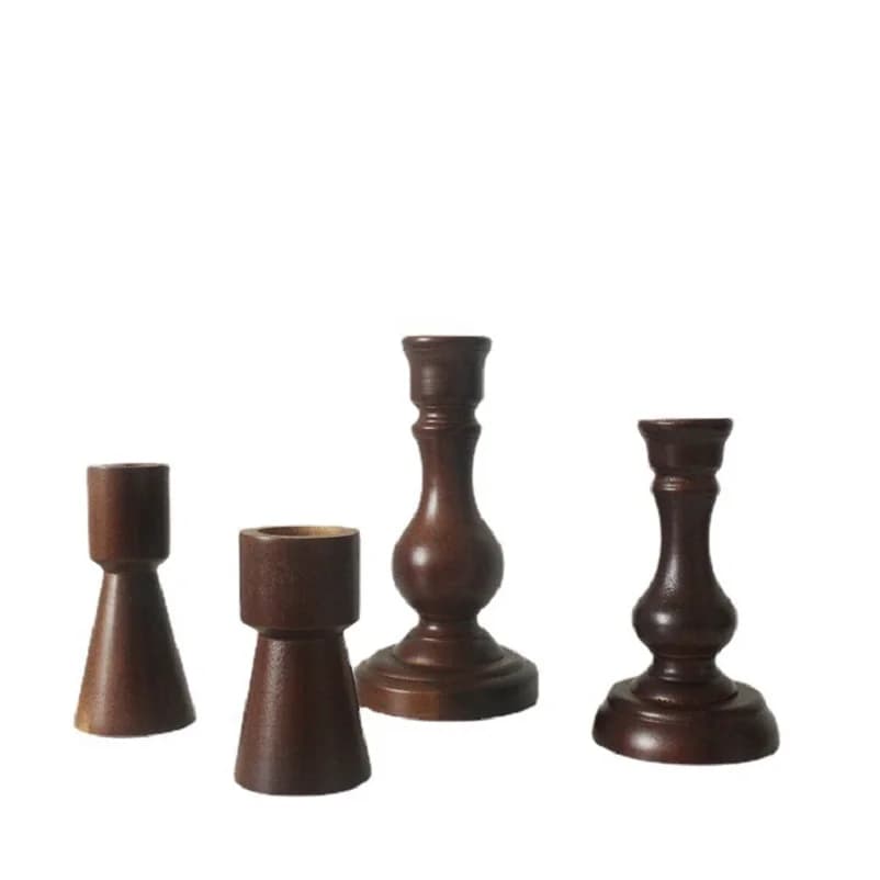 Bougeoir en bois souple bon marché 11/13/17cm, chandelier rétro en bois