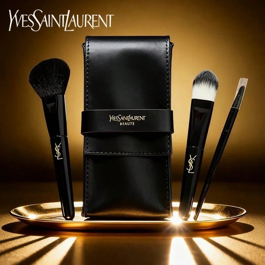 Kit de pinceaux de maquillage intégrés essentiels YSL Model 3 pièces