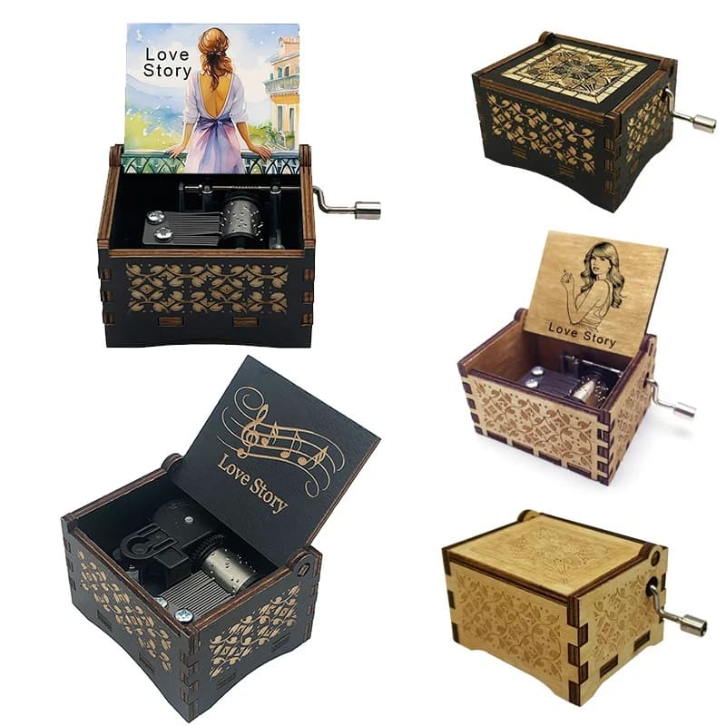 Boîte à musique miniature Love Story, mouvement à 18 notes, pour petite amie, petit ami, mari, femme, cadeau de Noël, décoration de la maison