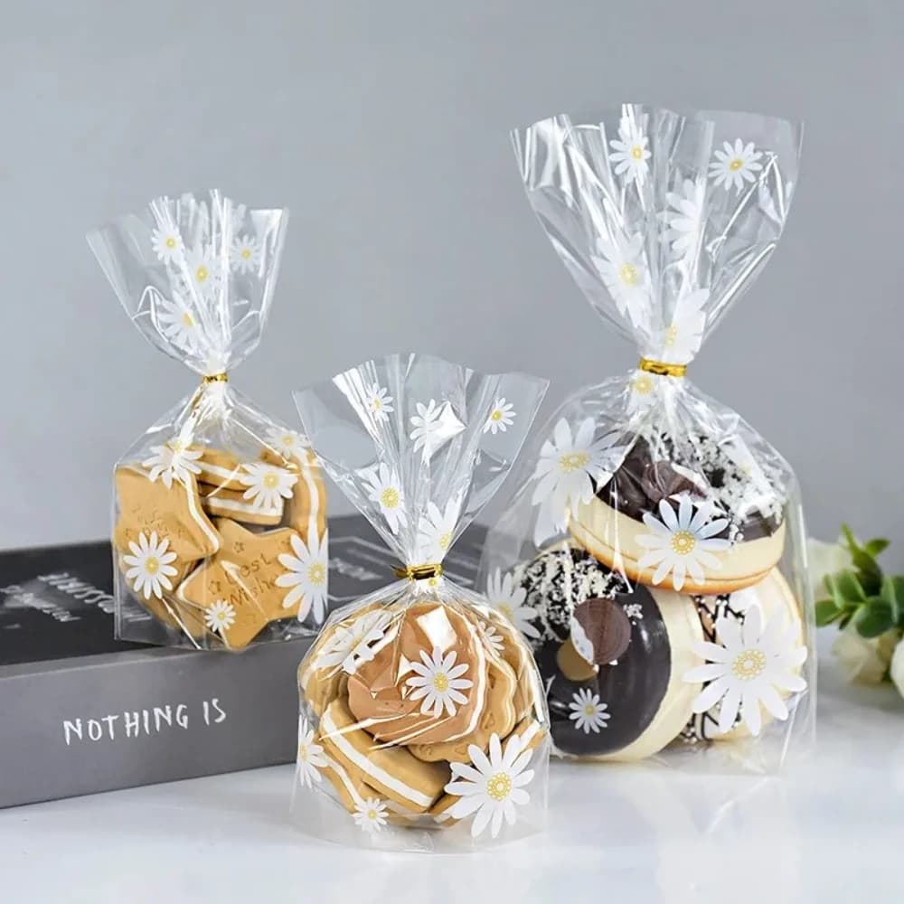 50/100 pièces Nouveaux sacs à bonbons 50/100 pièces, sacs d'emballage pour biscuits de qualité alimentaire, sacs transparents pour emballages de cadeaux DIY
