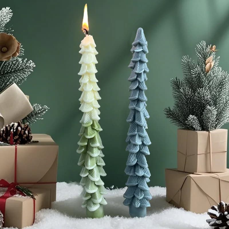 Moule à bougie longue en Silicone, bricolage, arbre de noël, encens, bougie d'église, décoration aux chandelles, fournitures de fabrication de bougies