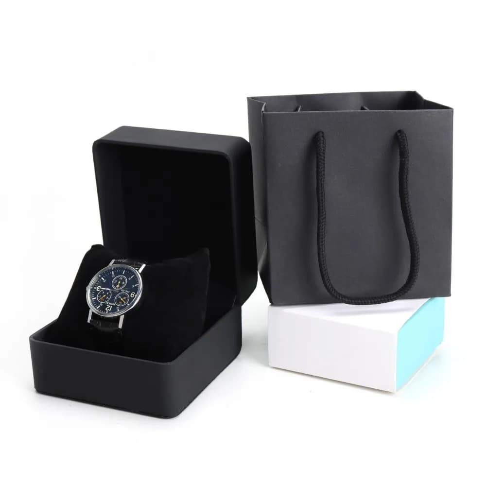 Boîte à Montres en Carton pour Bijoux - Boîte Noire Carrée pour Bracelet, Montre-Bracelet, et Bijoux - Boîte Cadeau