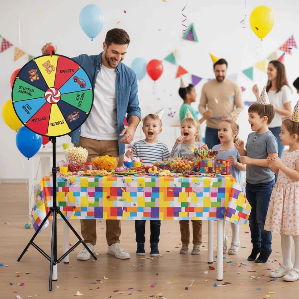 Roue de la Fortune Modifiable 40/50/60cm avec Trépied Pliant – Jeu de Roulette Colorée pour Événements et Gains Sublimes
