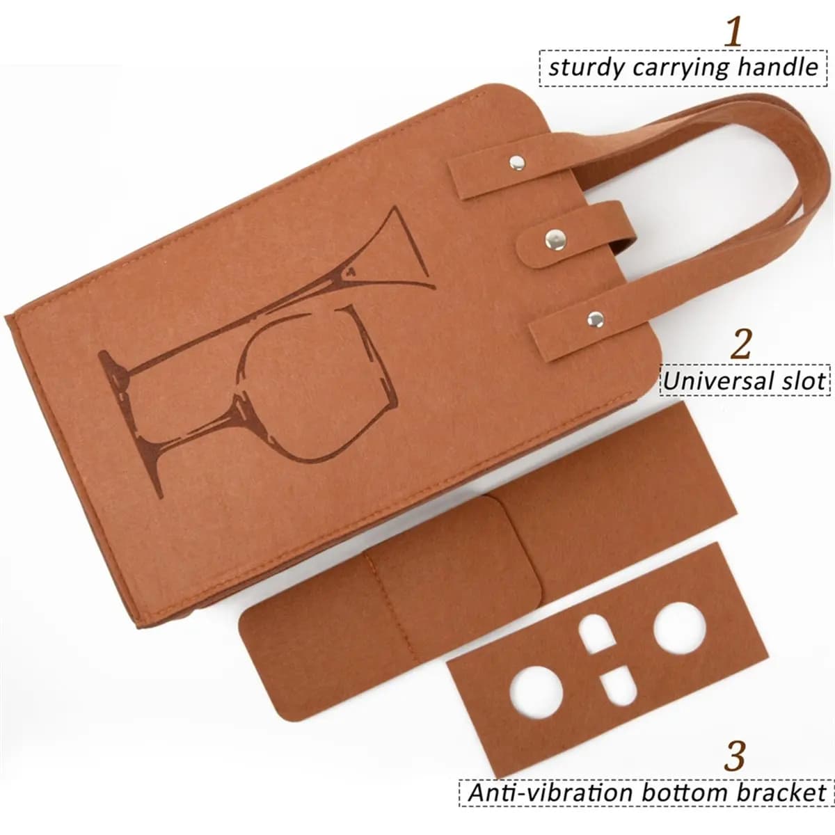 Sac fourre-tout portatif de bouteille de feutre de Double couche de cadeaux de noël créatifs, sac isotherme de vin isolé, sac de vin de voyage pour les amateurs de vin