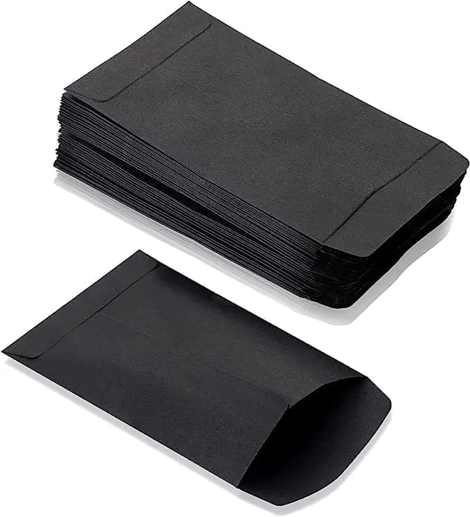Petites enveloppes en papier noir, mini sacs cadeaux pour ranger la monnaie, les graines, les bijoux, les bonbons - Sans colle humectable
