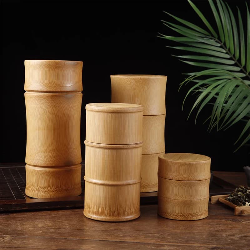 Boîte de stockage des aliments en bambou naturel, boîte de stockage des aliments, noix de thé, épices, boîte à thé, organisateur écologique, pot, conteneurs de cuisine