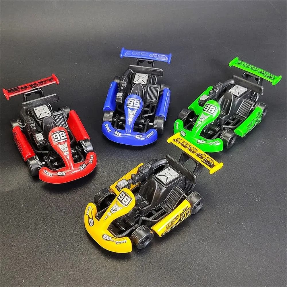 Cadeau d'anniversaire : Voiture de course à rétrofriction à quatre roues, modèle de kart en plastique coloré, éducatif