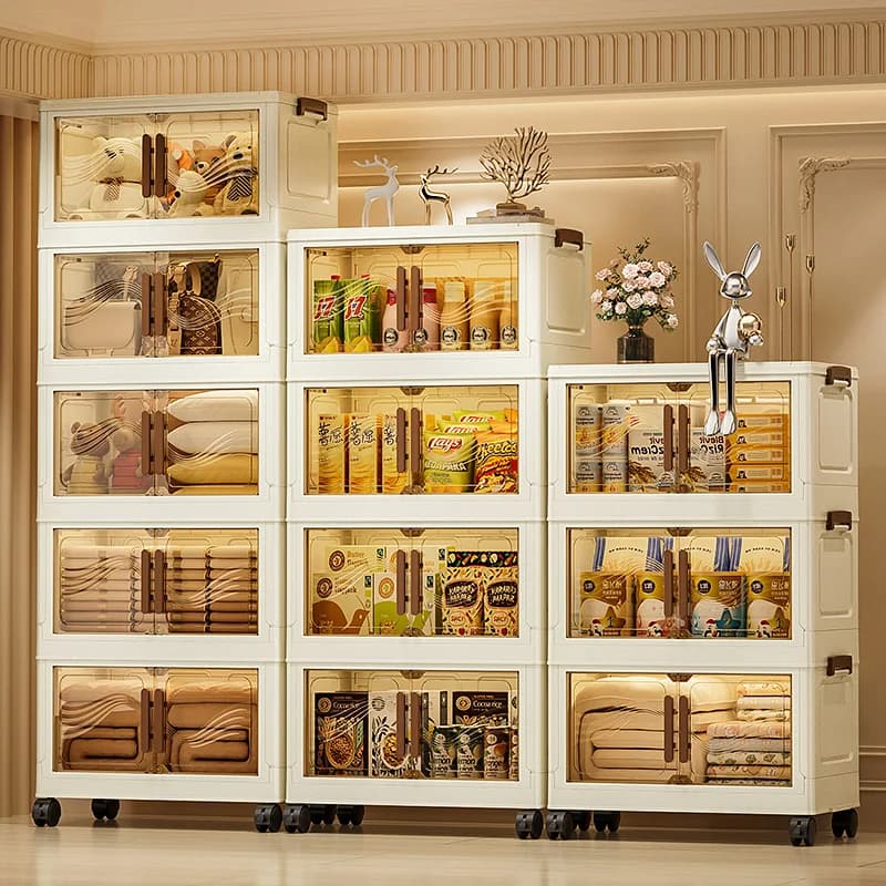 Boîte de rangement pliable avec porte transparente
