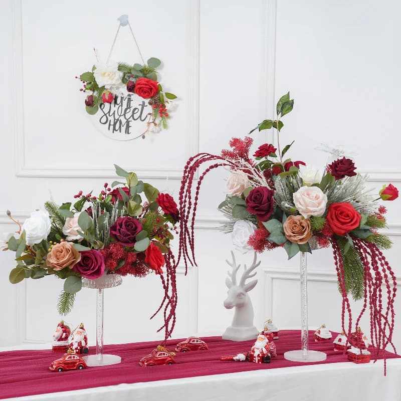 Vase série noël avec fleur, Arrangement Floral pour réception de mariage, chandelier de Table, décorations, fournitures de tir H866212