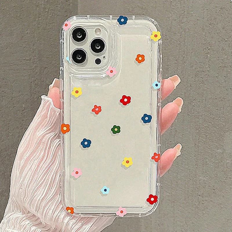 Coque souple avec petites étoiles et fleurs, étui Airbag Anti-chute pour iPhone 17 16 16e 14 13 12 Mini 11 15 Pro Max X XR XS 13Pro 17
