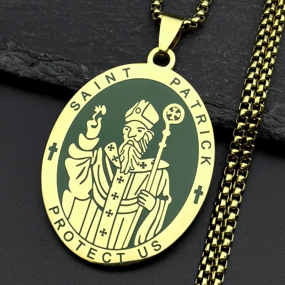 Collier pendentif Saint Patrick d'Irlande Protégez-nous pour femmes et hommes