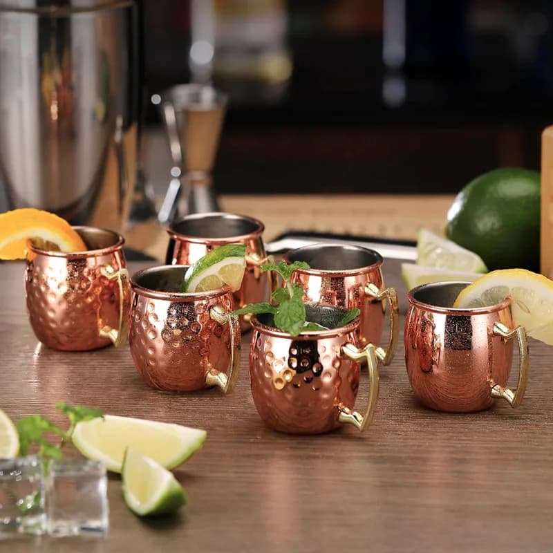 Tasses à Mule de Moscou de 2oz, tasse à Cocktail en acier de 60ml, tasses en cuivre de Mule de Russie de Moscou, outils de Bar (sans plateau)