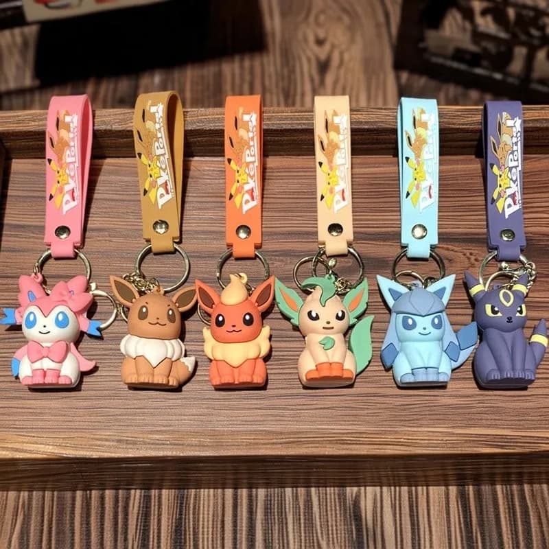 Porte-clés Anime Pokémon Pikachu, Pendentif Sac à Dos Kawaii Eevee, Accessoires Sac Bandoulière Glaceon Flareon