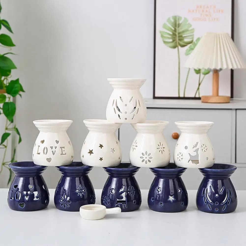 Support de bougie chauffe-plat en céramique, petit brûleur d'huiles essentielles, chauffe-cire, diffuseur d'aromathérapie pour la décoration de la maison et de la chambre