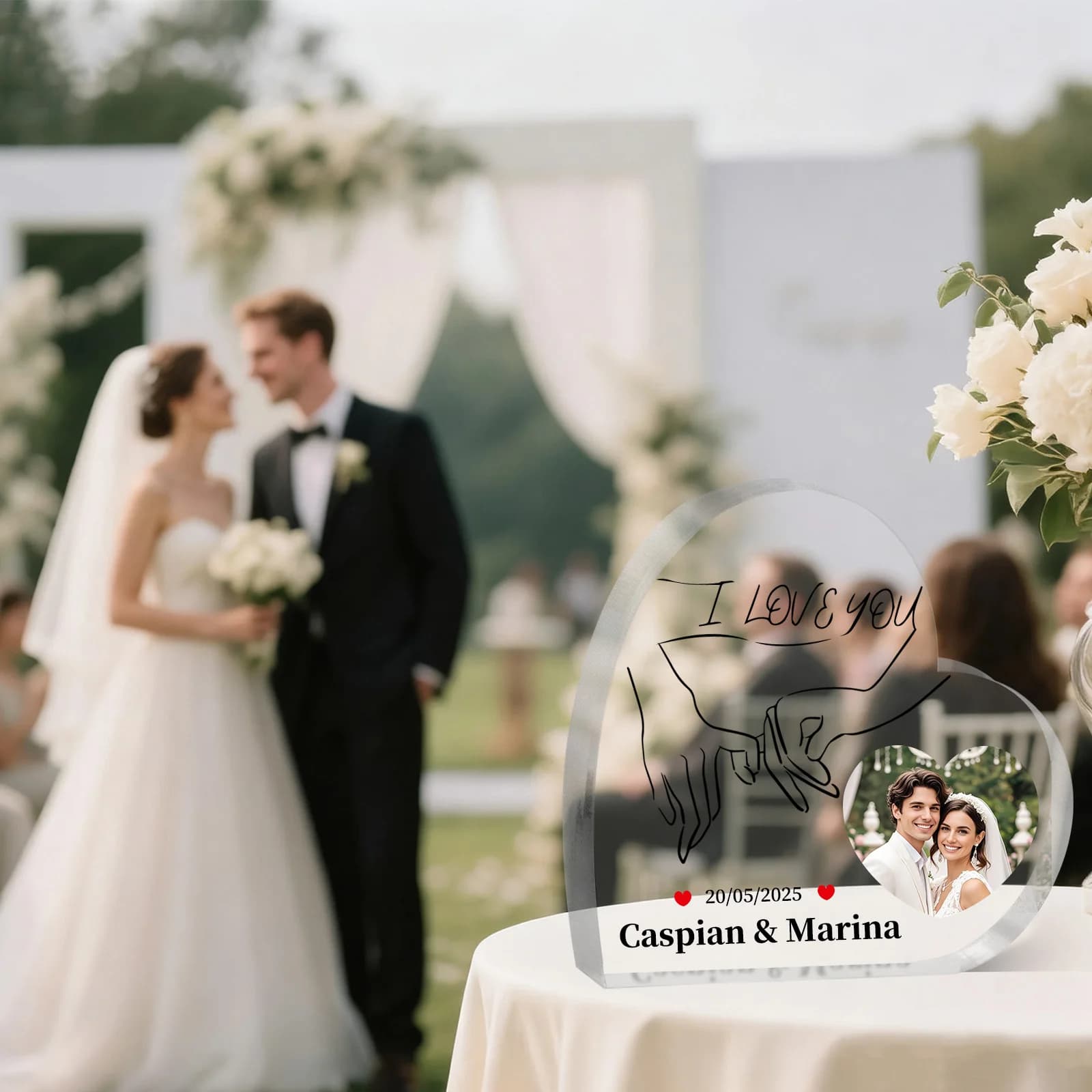 Plaque de couple personnalisée avec vos noms et date