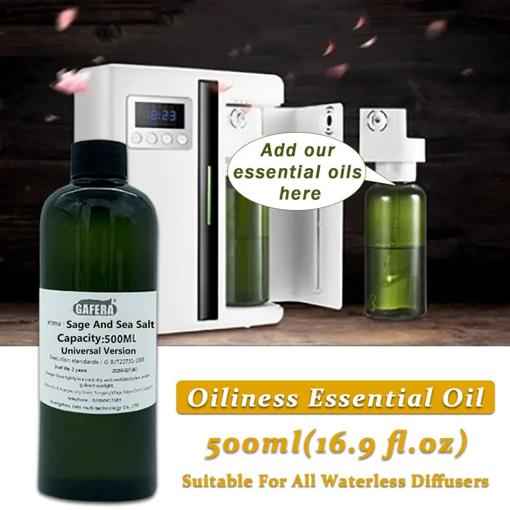 GAFERA 500 ml (16,9 fl.oz) huile essentielle de sauge et de sel de mer-pour tous les diffuseurs sans eau, diffuseur d'hôtel reconstituer l'huile d'aromathérapie