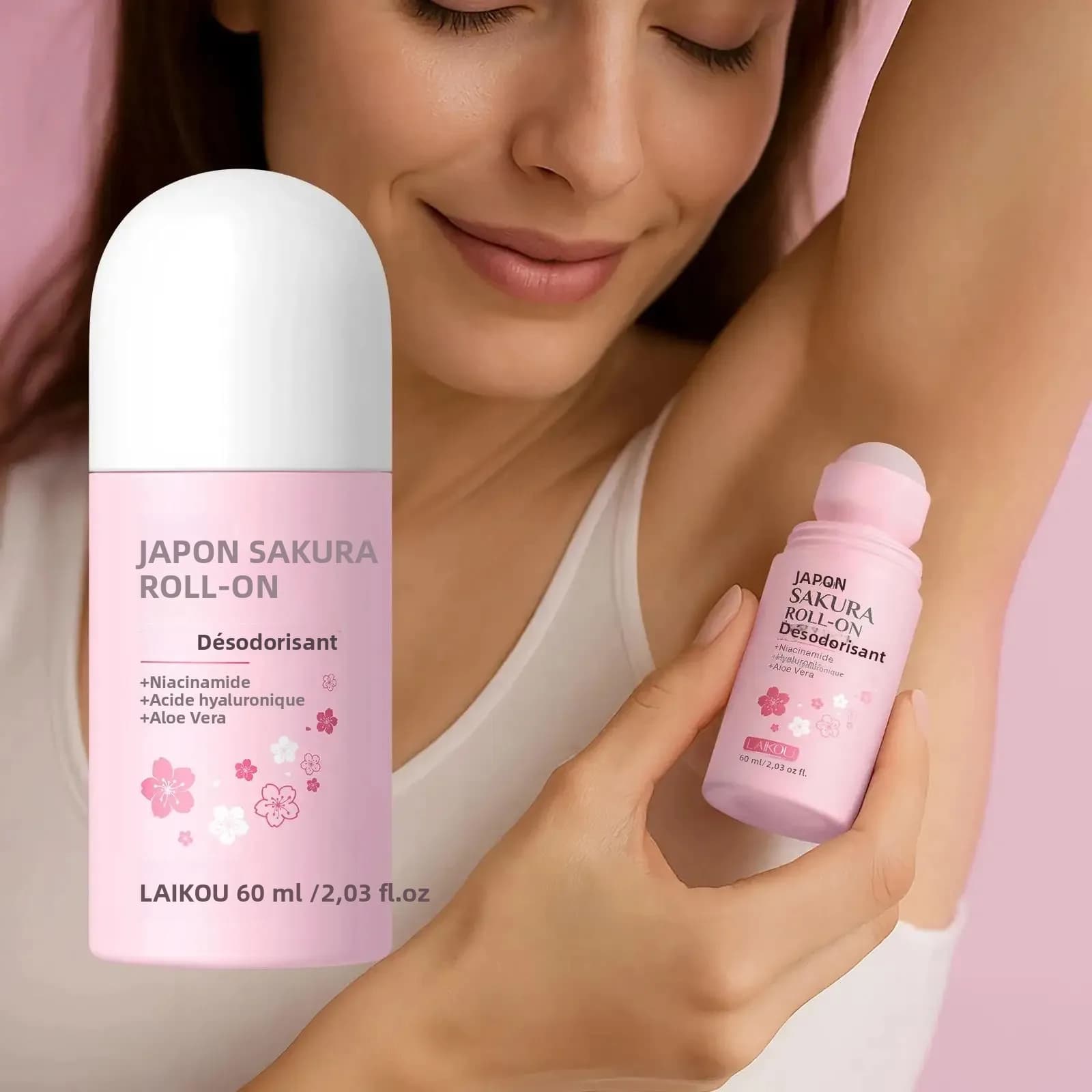 Déodorant japonais Sakura Roll On 60ml, parfum naturel longue durée, arôme frais, pour femmes et hommes