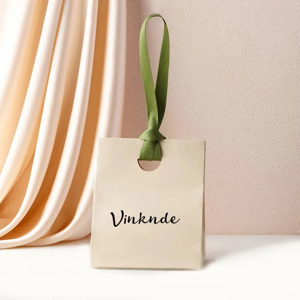 Sac en papier cadeau Beige blanc avec ruban