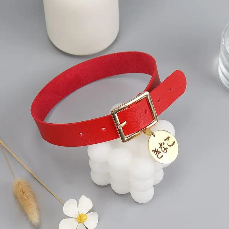 Halloween Cosplay accessoire Catgirl chat femme Niche personnalité collier ras du cou rouge Pu cuir ceinture cravate réglable