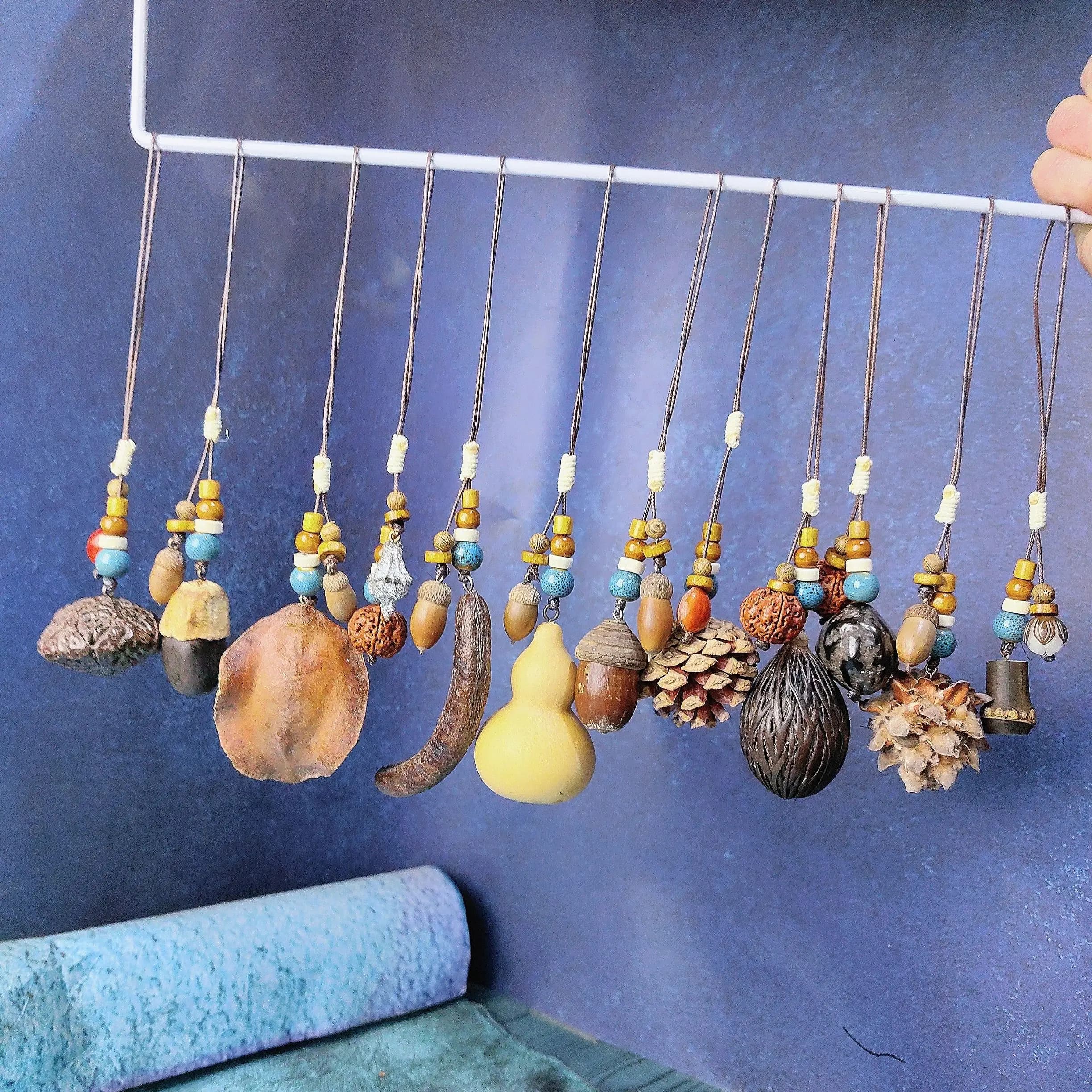 Original Handmade Small Gift - Woodland Style with Plant, Dried Fruit, Wooden Beads & Traditional Chinese Bodhi