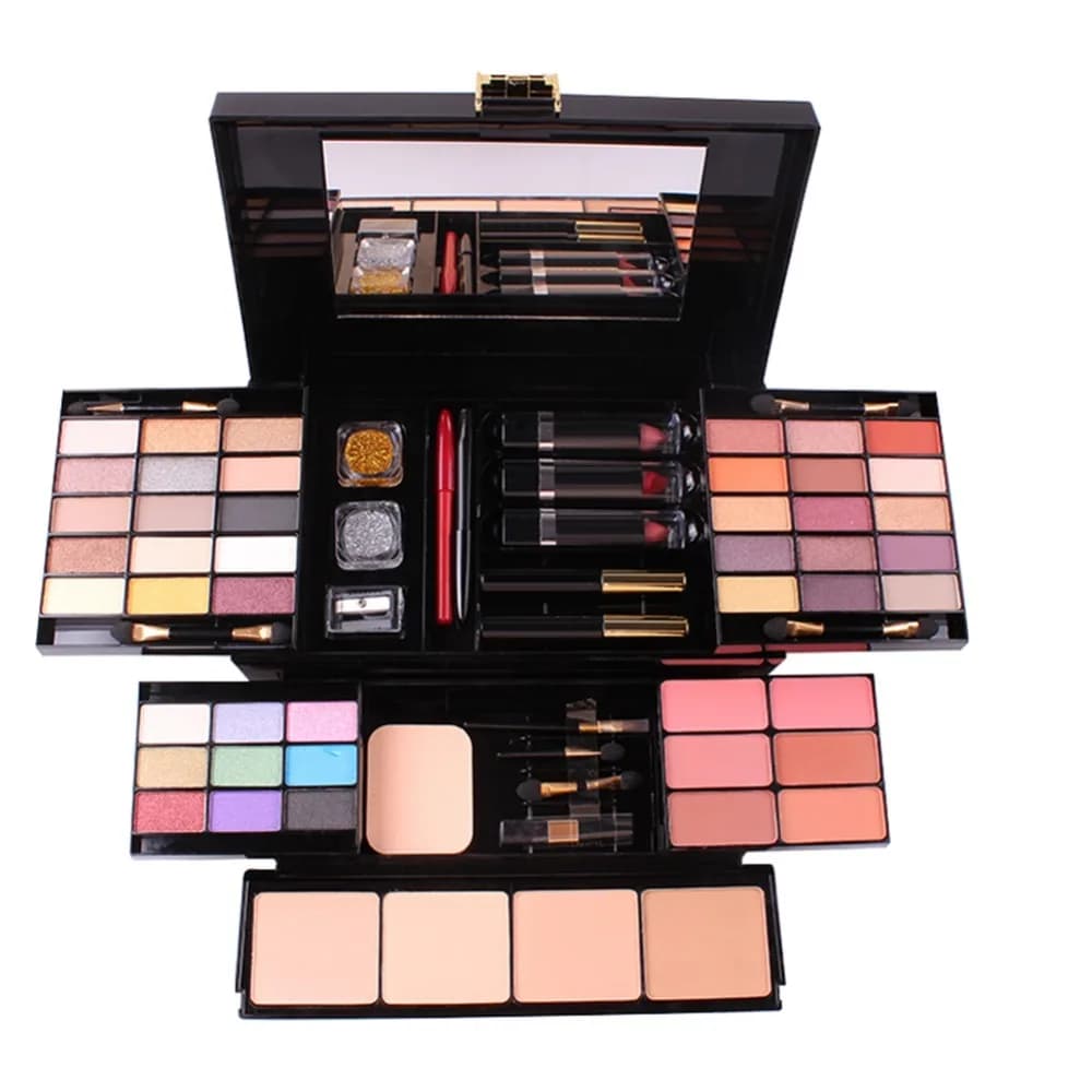 Boîte de maquillage professionnelle, Kit de poudre de fond de teint à paillettes mates, fard à joues, Palette multifonctionnelle pour femmes, étui à cosmétiques