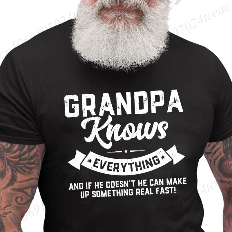 Grand-père sait tout chemises pour hommes cadeau d'anniversaire drôle fête des pères T-Shirt t-shirts hauts chemise mode été Camisa Design