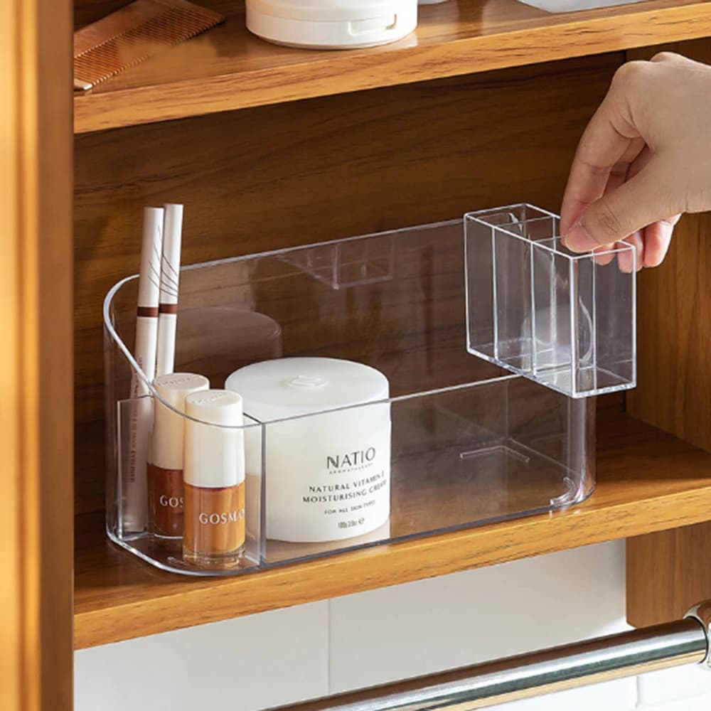 Boîte de rangement de maquillage, boîte de rangement de rouge à lèvres avec compartiment mobile, rouge à lèvres, pinceau de maquillage, boîte de rangement de cosmétiques
