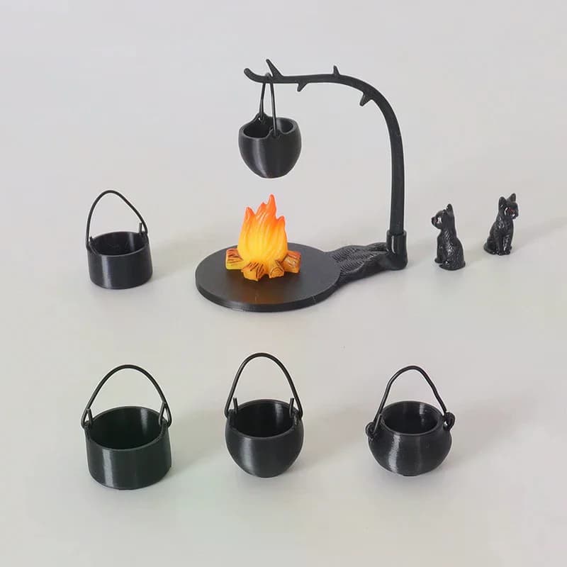 Pack d'accessoires pour maison de poupée 4/5 pièces avec mini poêle suspendu