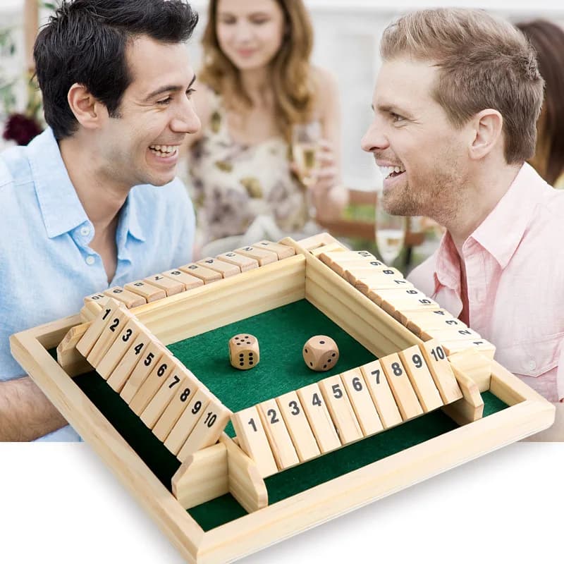 Boîte de jeu de dés pour 2 à 4 joueurs, jeu de société classique pour adultes, jeu de table en bois avec dés et instructions, jeu de stratégie