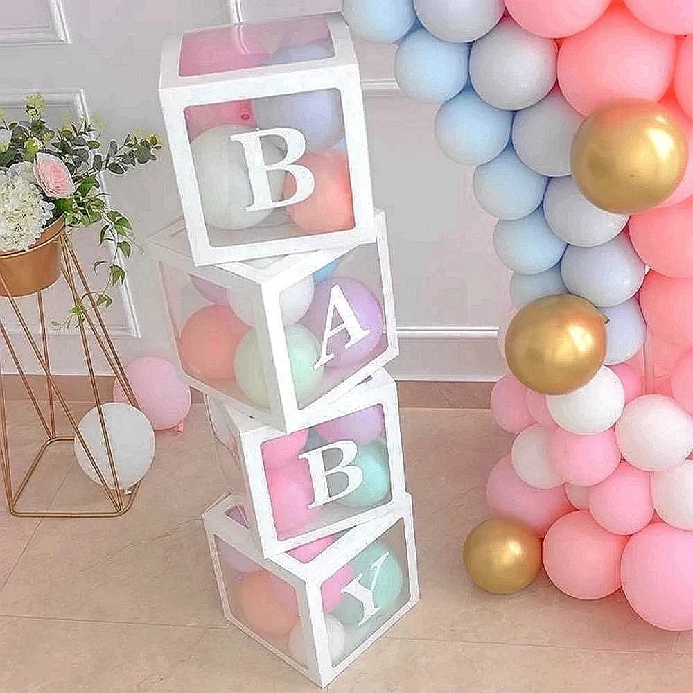 Boîte à ballons transparente personnalisée avec lettres A-Z, 25/27cm, décoration de fête prénatale pour garçon et fille, boîte de nom pour mariage et anniversaire