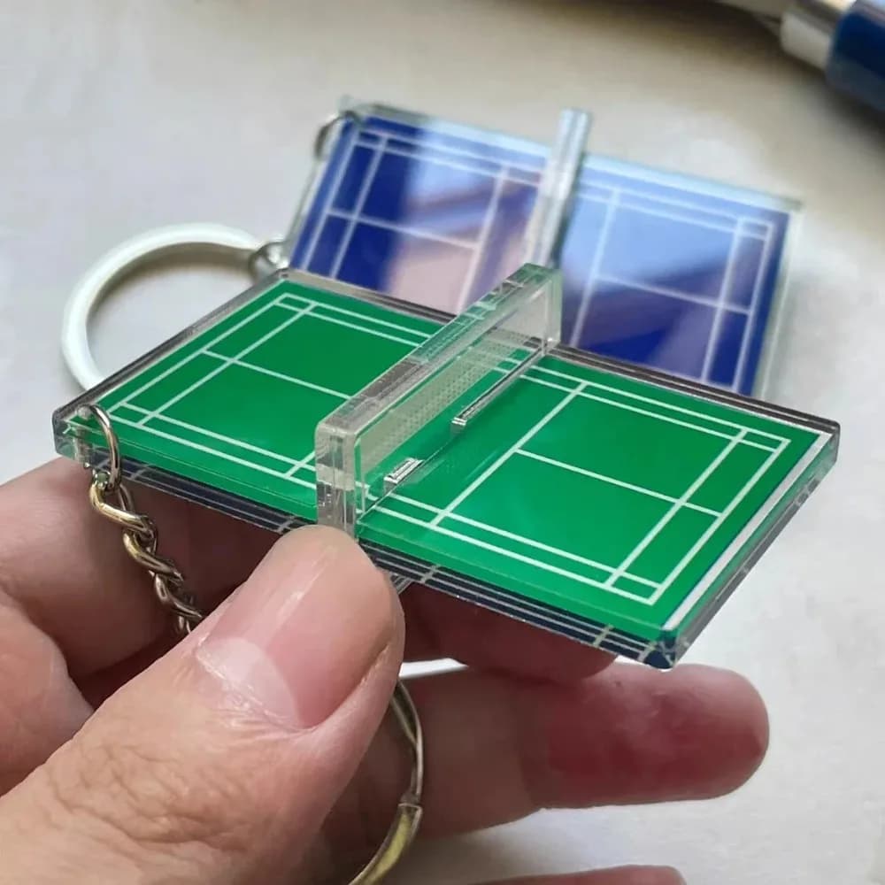 Porte-clés de Tennis de Badminton en acrylique Double face, Mini porte-clés de sport 3D, pendentif de sac, porte-clés de voiture de Tennis de Table, cadeau Souvenir
